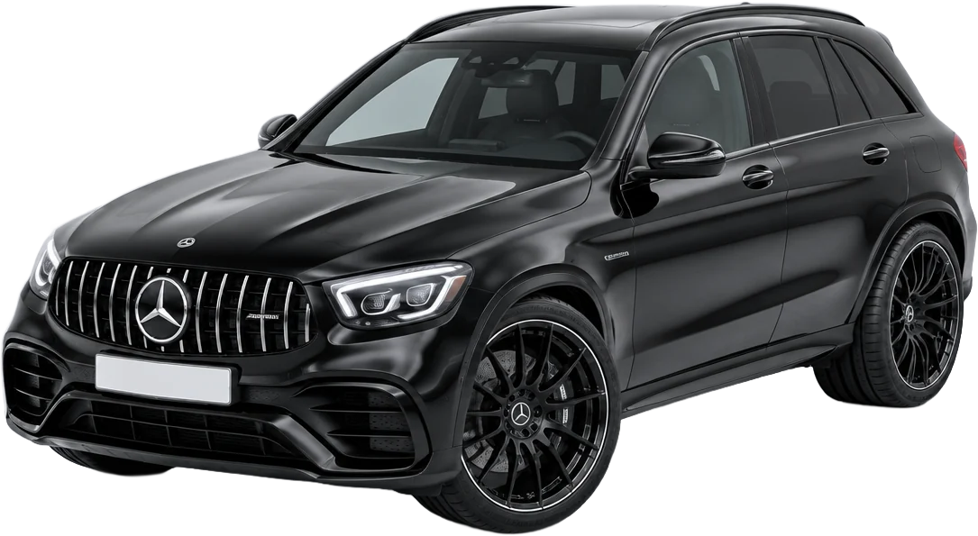 Svart Mercedes-AMG GLC, nypolerad